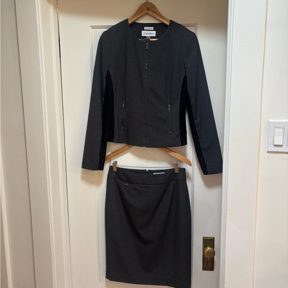Calvin Klein Grey Skirt Suit Set